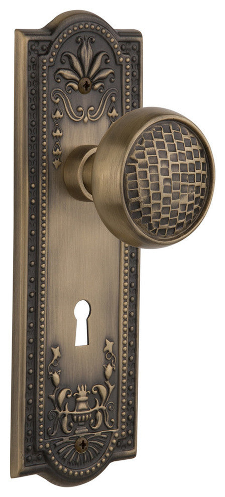 Meadows Plate Interior Mortise Craftsman Door Knob, Antique Brass