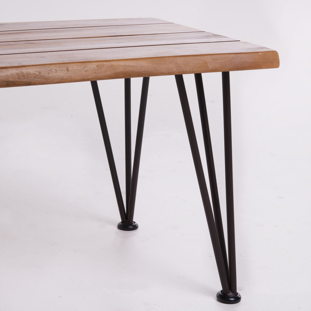 GDF Studio Zephyra Rustic Finished Iron and Acacia Wood Coffee Table