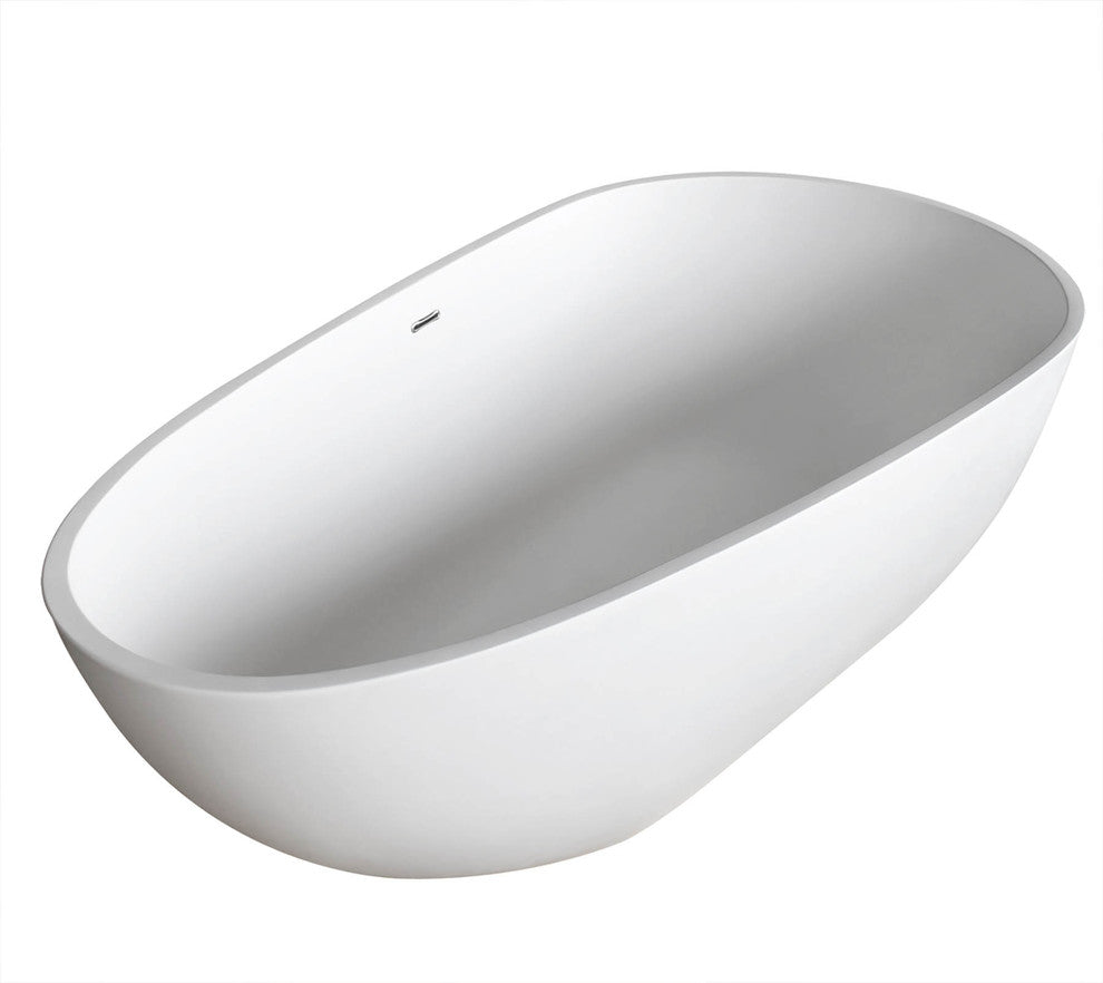 Livorno 34 x 67 Artificial Stone Freestanding Soaker Bathtub with Center Drain