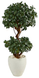 45" Sweet Bay Double Ball Topiary Artificial Tree, White Planter