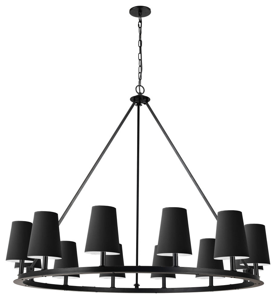 Colby Transitional 12 Light Matte Black Black Metal Chandelier