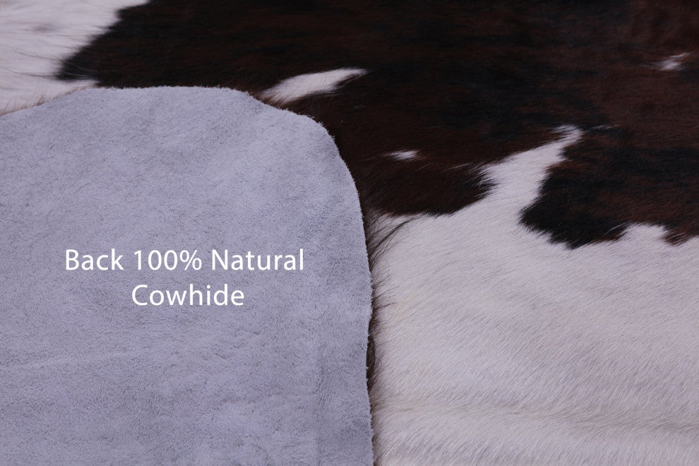7' 3" X 7' 1" Tricolor Natural Cowhide Rug C2196