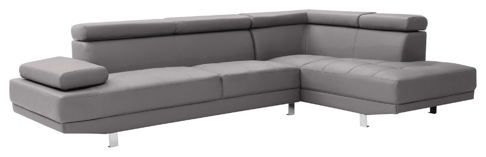 Riveredge 109" W 2 Piece Faux Leather L Shape Sectional Sofa, Gray
