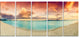 "Tropical Colorful Sunset With Pond" Landscape Canvas Print, 5 Panels, 60"x28"