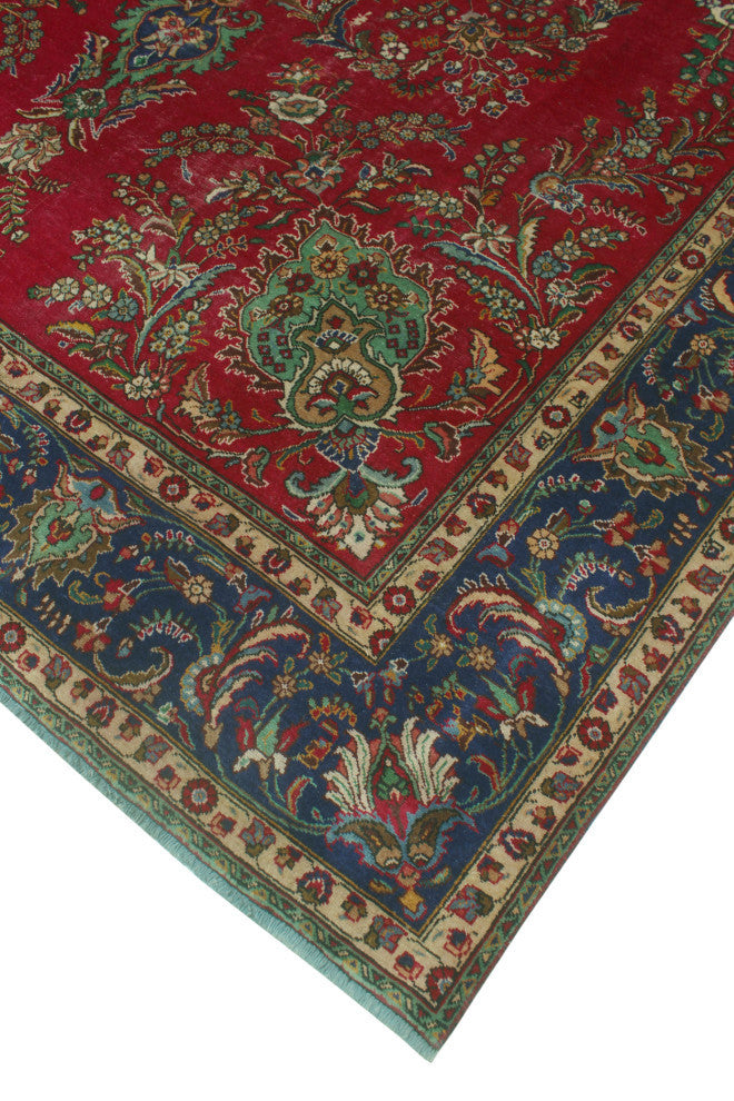 Fine Vintage Distressed Francely Magenta/Navy Rug, 9'9x13'0