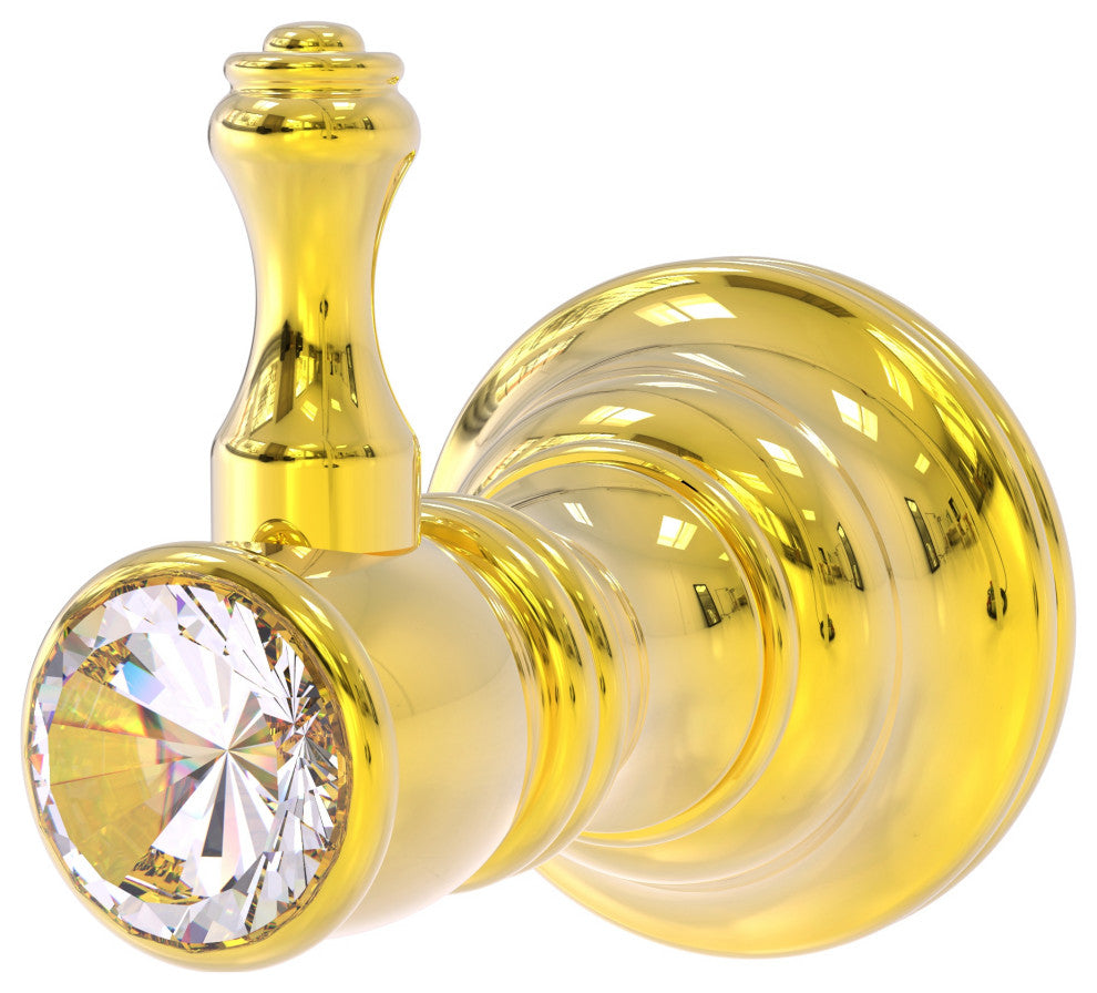 Carolina Crystal Robe Hook, Polished Brass