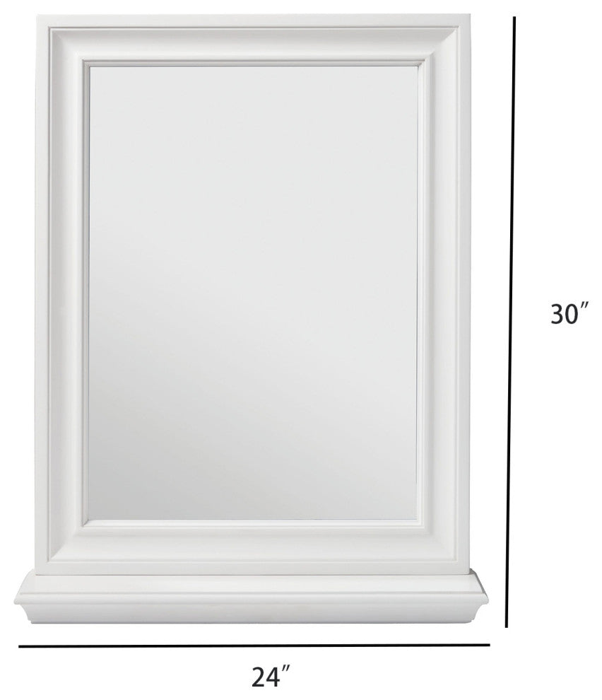 Rectangular Framed Wall Mounted Bathroom Vanity Mirror, White