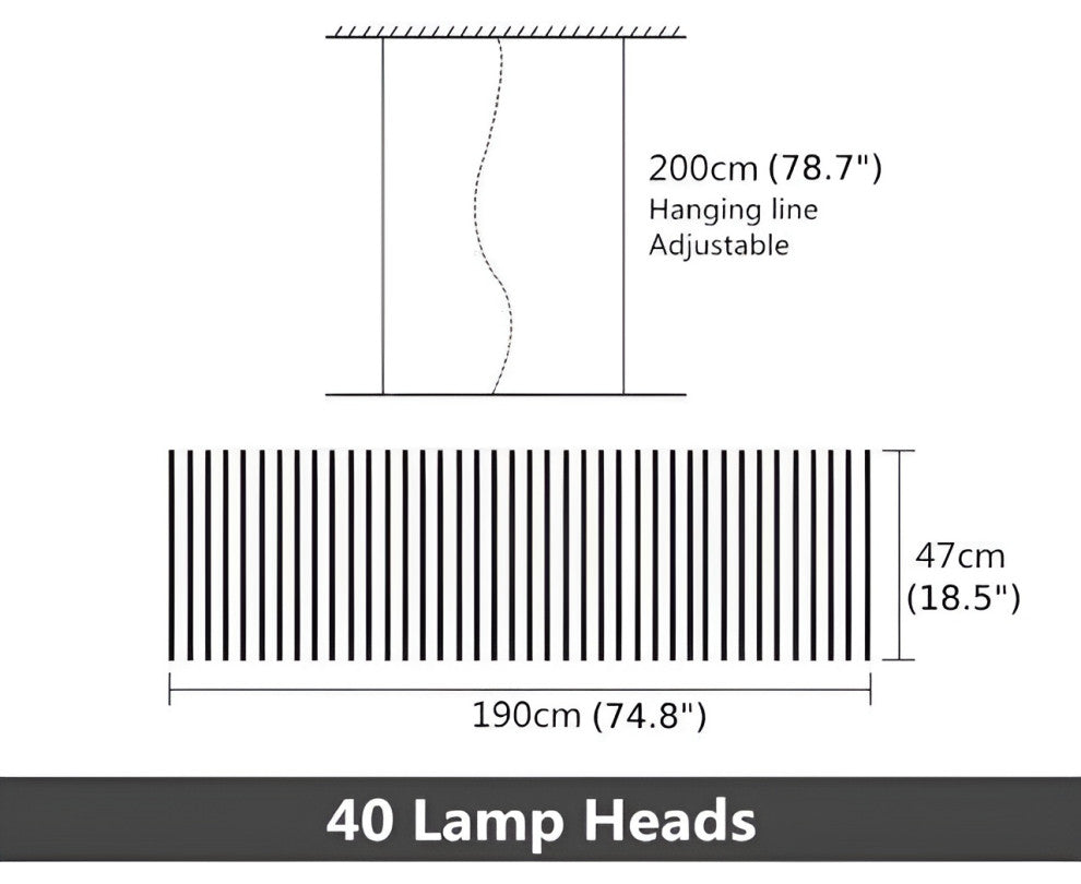 Acquaformosa | Black/White Art Minimalistic LED Pendant Chandelier, Black, L74.8, Warm Light