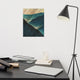 Faux Wood Misty Blue Silhouette Mountain Range Landscape Wall Art, 12" X 16"