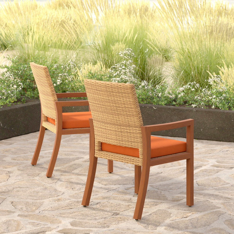 Mili 7 Piece Sunbrella Outdoor Patio Dining Set, Tikka Orange