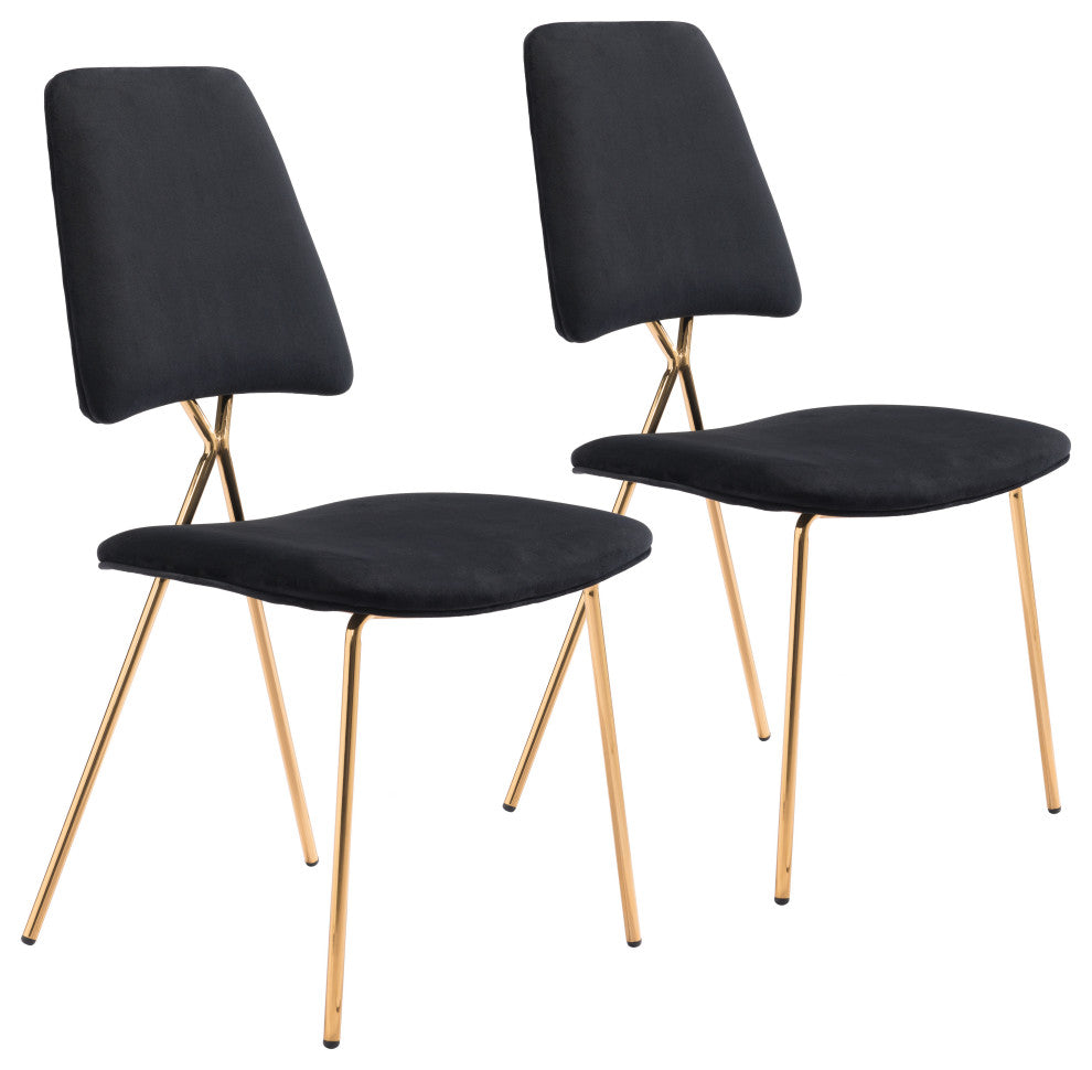 Chloe Dining Chair, Set of 2 Black & Gold