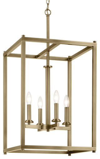 Crosby 31" 4-Light Foyer Pendant With Clear Glass, Natural Brass