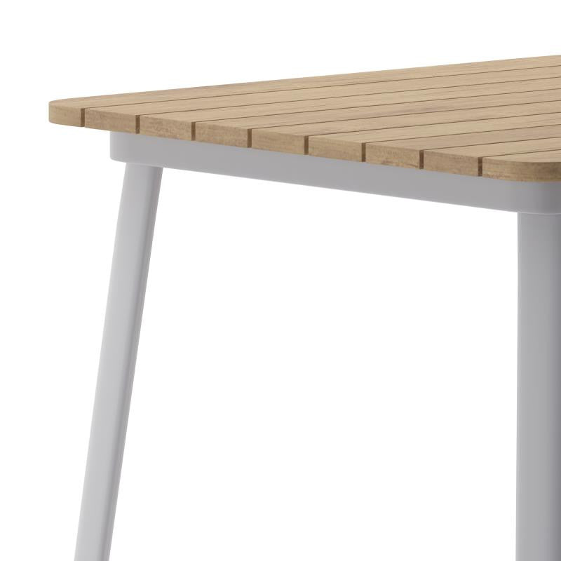 Declan Commercial Indoor/Outdoor Bar Top Square Table, 31.5", Brown/Silver