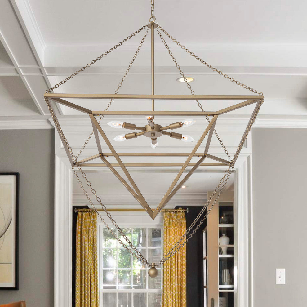 6 Light Dimmable Geometric Chandelier