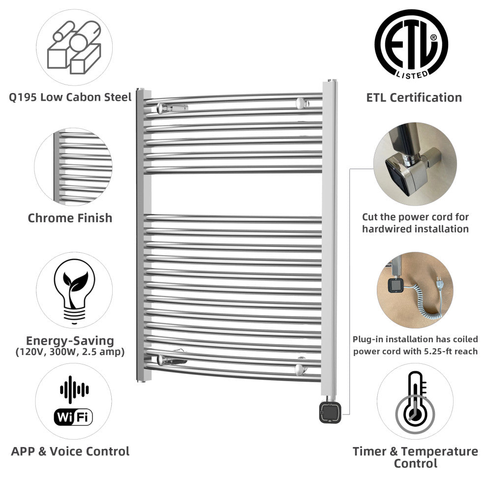 HEATGENE Smart Towel Warmer With Timer and Temperature Control, Chrome