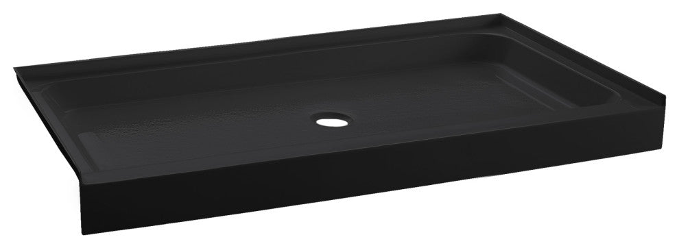 Voltaire 60"x32" Acrylic Black, Single-Threshold, Center Drain, Shower Base