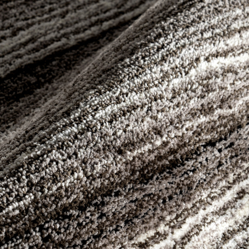 Nuloom Hand-Tufted Striped Shaggy Plush Shag Rug, Grey Multicolor 2'6"x8'Runner