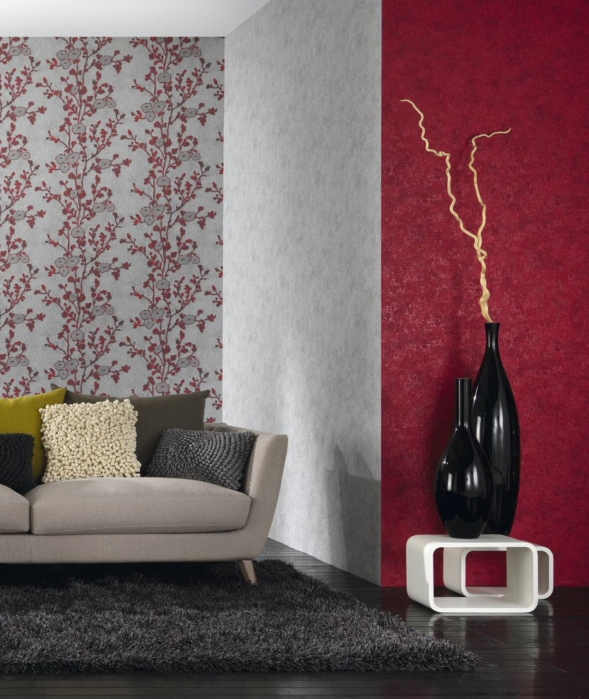 Modena, Classic Floral Elegant Light Gray Wallpaper Roll
