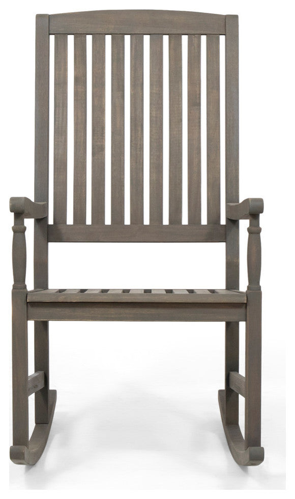 Penny Outdoor Acacia Wood Rocking Chairs, Set of 2, Gray Finish