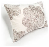 Mancini Medallion Embroidered 16x24 Throw Pillow, Cream and Sand