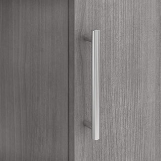 Transitional Desk, L-Shaped With Hutch, Perfect for Space Saving, Platinum Grey