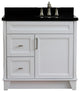 37" Single Sink Vanity, White Finish With Black Galaxy Granite
