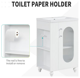 20" Freestanding Bath Vanity Set, White, Integrated Ceramic Sink
