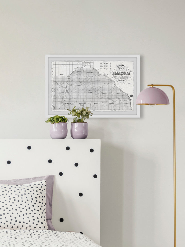 "Minnesota Map" Framed Painting Print, 18x12