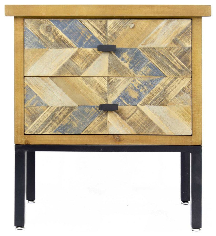 Updated Rustic Natural and Grey Wood Finish Accent Cabinet