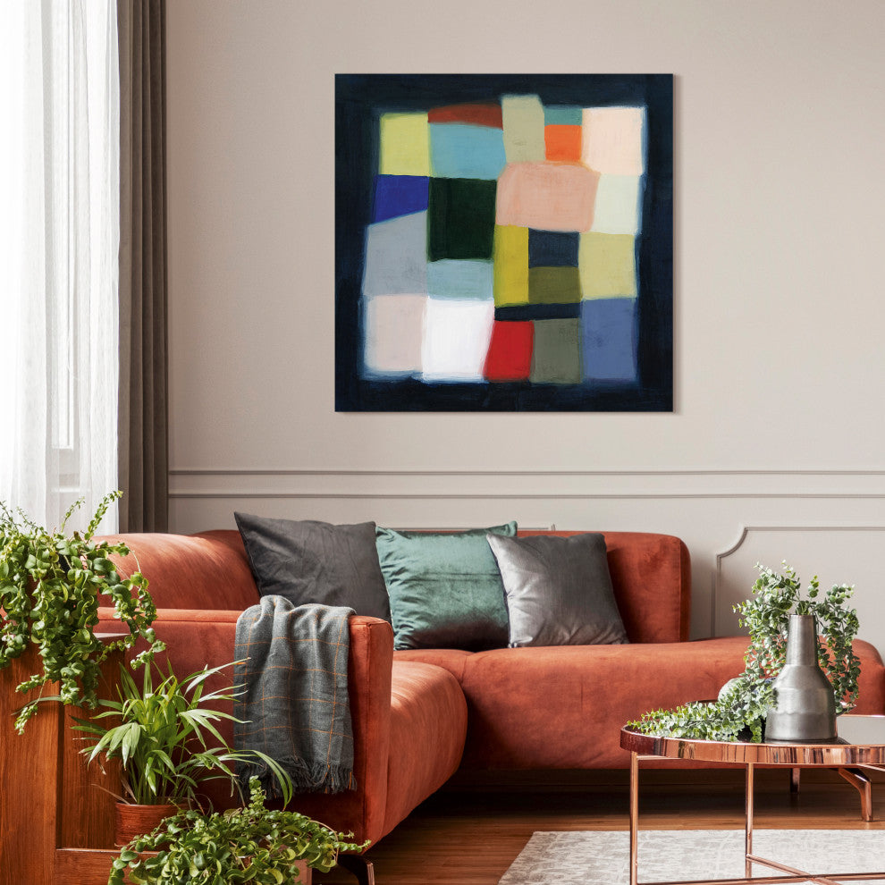 "Chromatic Cube II" Frameless Free Floating Printed Tempered Glass Wall Art
