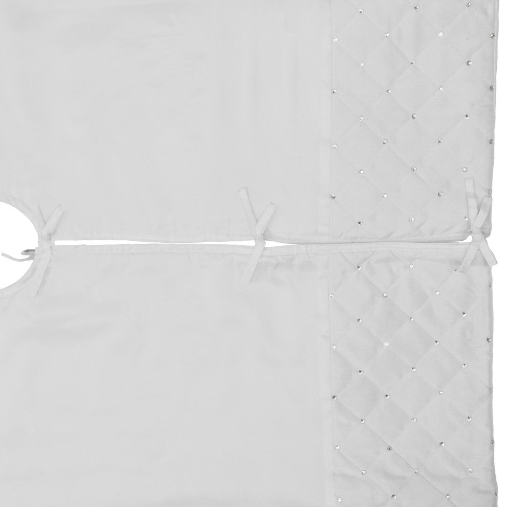 Vickerman Qtx190352 52" Ivory Quilt Stitch Jewel Christmas Tree Skirt