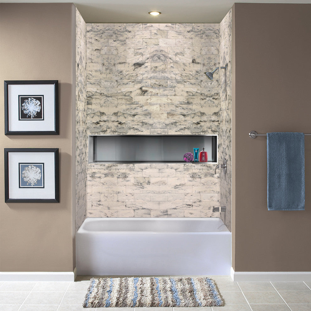 Transolid SaraMar 36"x60"x60" Glue to Wall 3-Piece Tub Wall Kit, Sand Creme