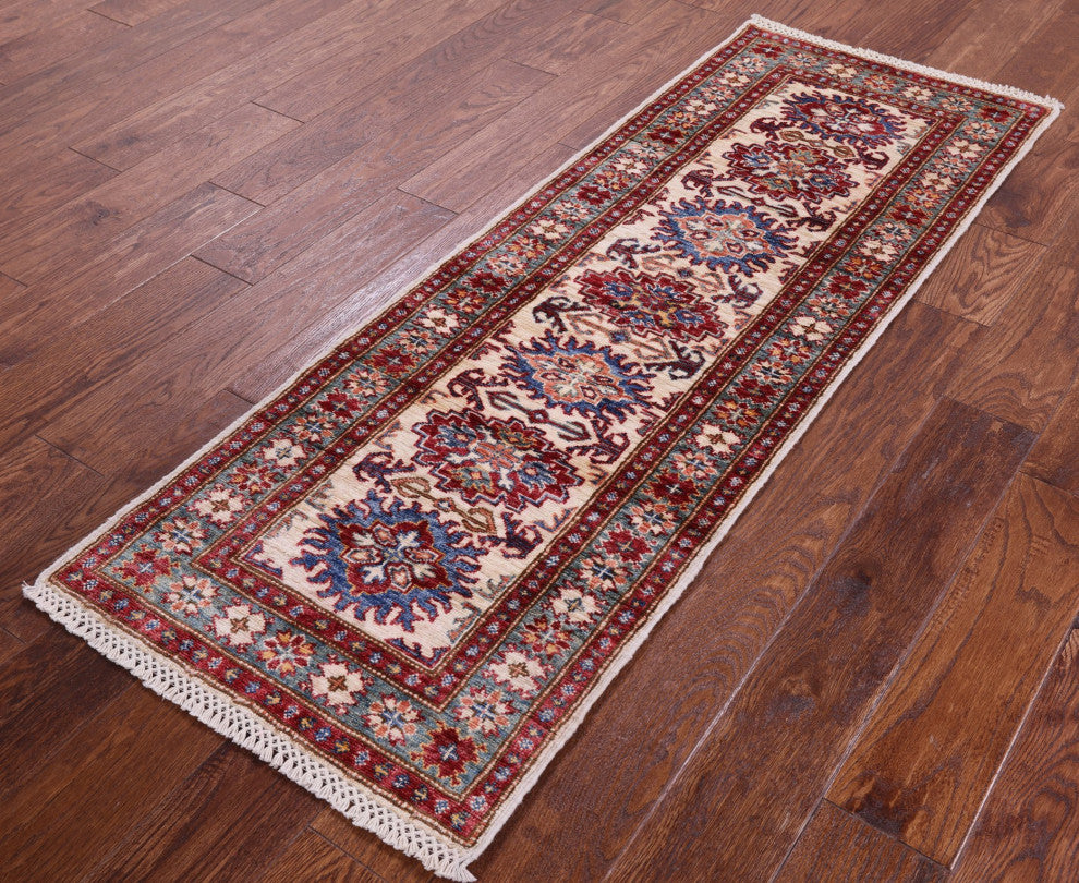 Handmade Super Kazak Wool Runner Rug 1' 11" X 5' 6" Q10297