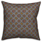 Mandala Pattern, Red Outdoor Throw Pillow, 18"x18"