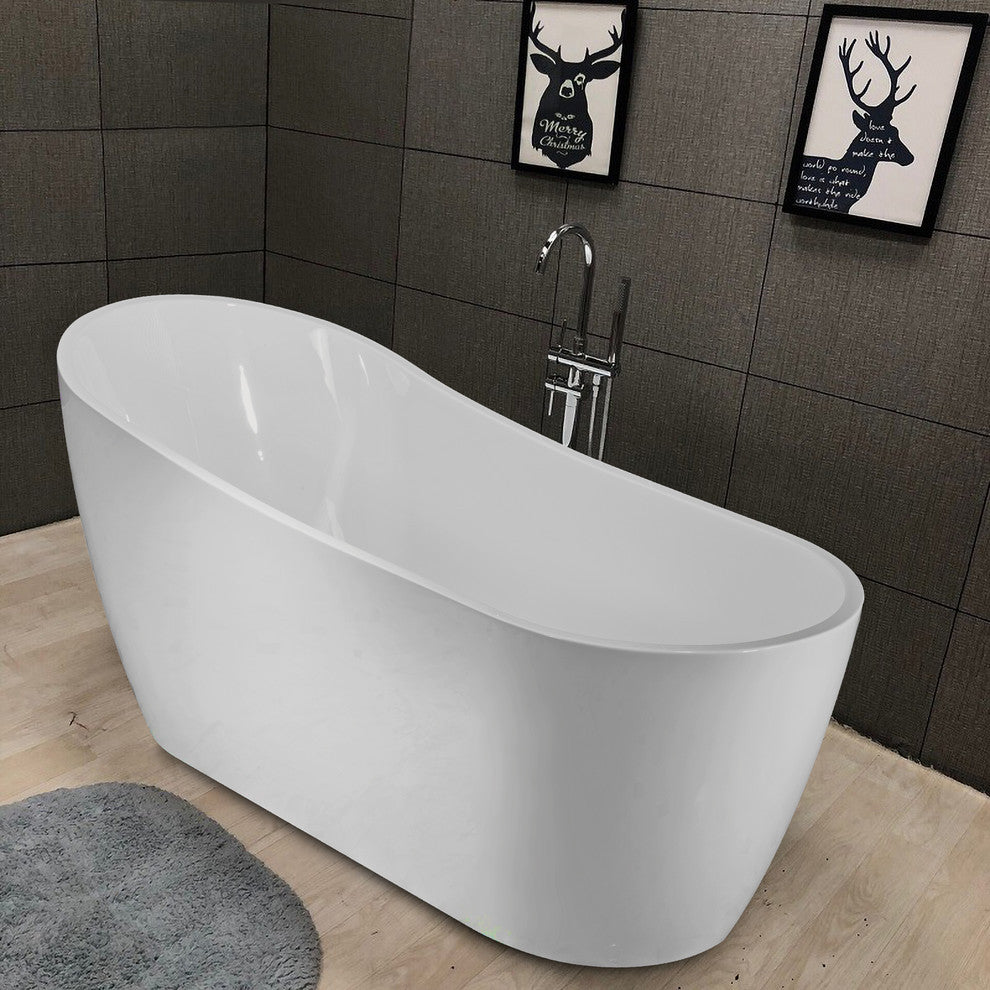 Vanity Art Freestanding Acrylic Soaking Bathtub, 67"