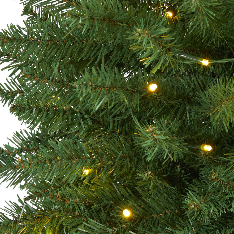 3' Slim Green Mountain Pine Artificial Christmas Tree With 50 Clear LED Lights