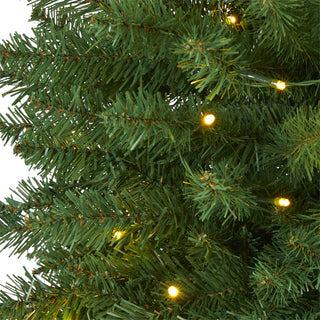 3' Slim Green Mountain Pine Artificial Christmas Tree With 50 Clear LED Lights