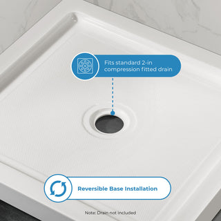 Ove Decors Erika Shower Base Rectangle, White, 34"x32", Center Drain