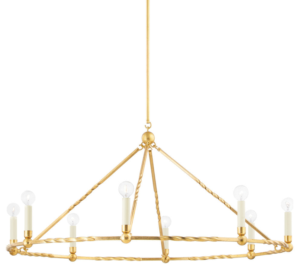Josephine 8 Light Chandelier, Vintage Gold