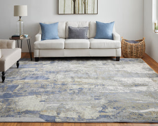 Takara Modern Abstract, Blue/Gray/Tan, 5'x7'6" Area Rug