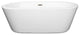 Mermaid 67" Freestanding White Bathtub, Brushed Nickel Drain and Overflow Trim
