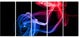 Blue Red Floating Smoke on Black, Abstract Canvas Wall Art, 60"x28", 5 Panels