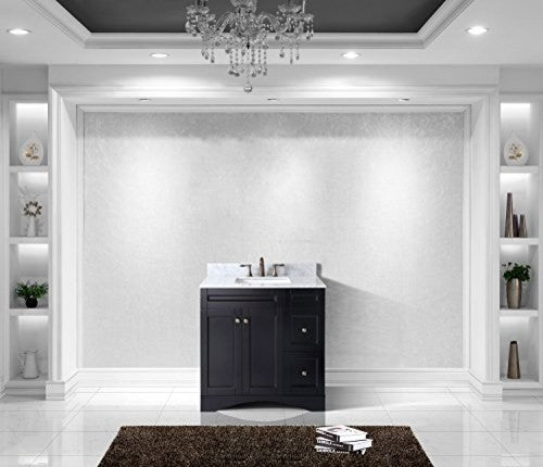 Elise 36" Single Bathroom Vanity in Espresso with Marble Top