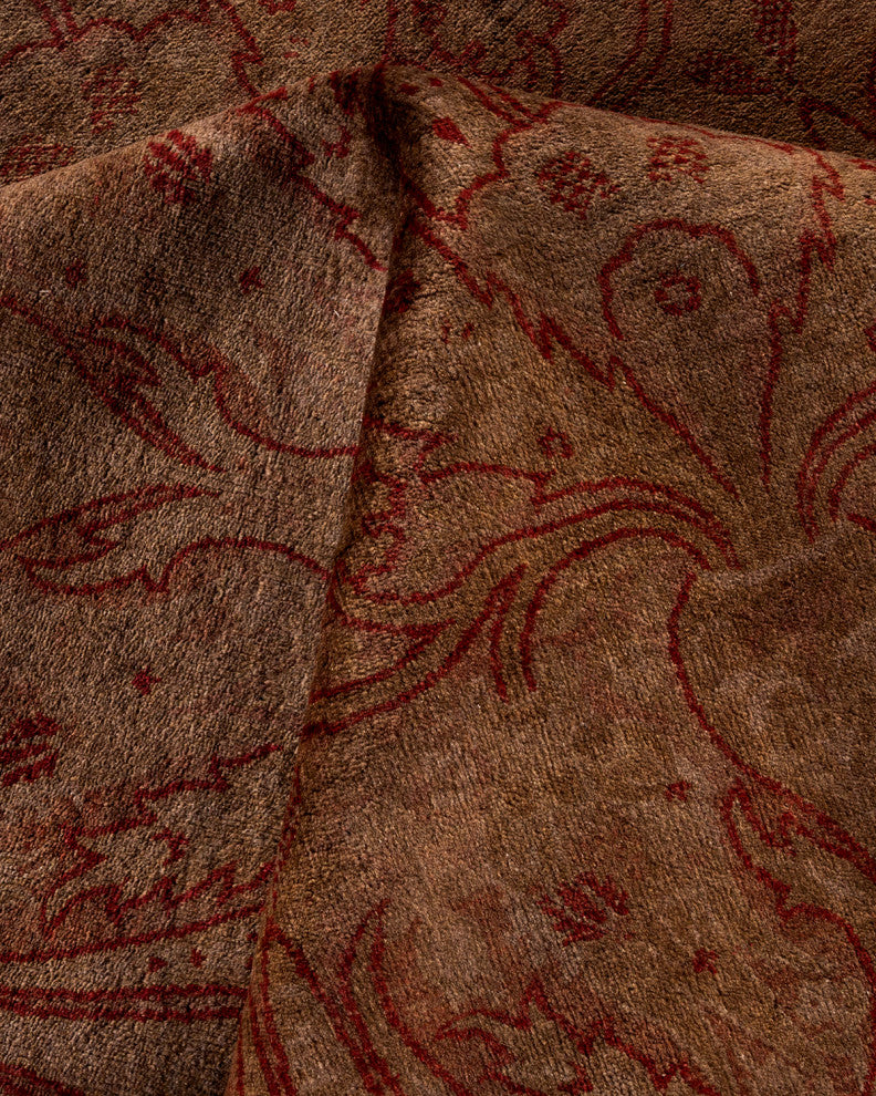 Fine Vibrance, One-of-a-Kind Hand-Knotted Area Rug Brown, 9' 5" x 11' 8"