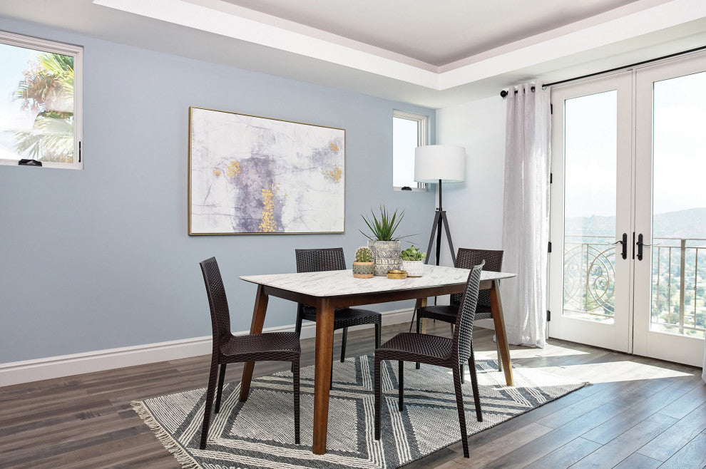 Rectangular Dining Table, White and Natural Walnut