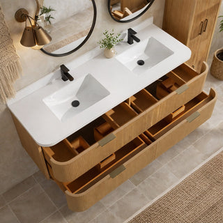 Ari Kitchen and Bath Chantal 60" Floating Bathroom Vanity Oak