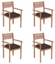 Vidaxl Garden Chairs, Set of 4, With Taupe Cushions Solid Teak Wood