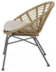 Mia Outdoor Wicker Dining Chair with Cushion, Set of 2, Light Brown, Black, Beige