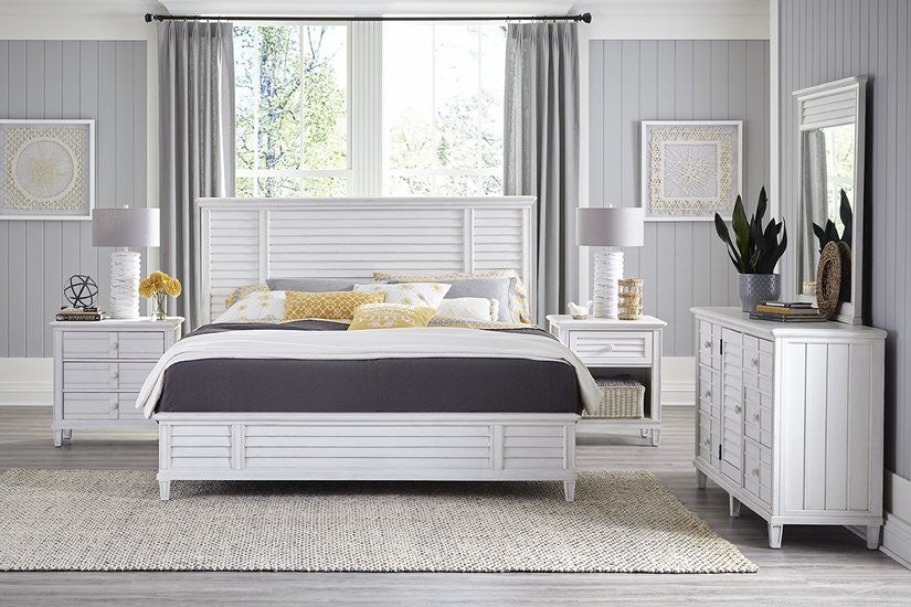 Cane Bay Queen Louvered Panel Bed Complete
