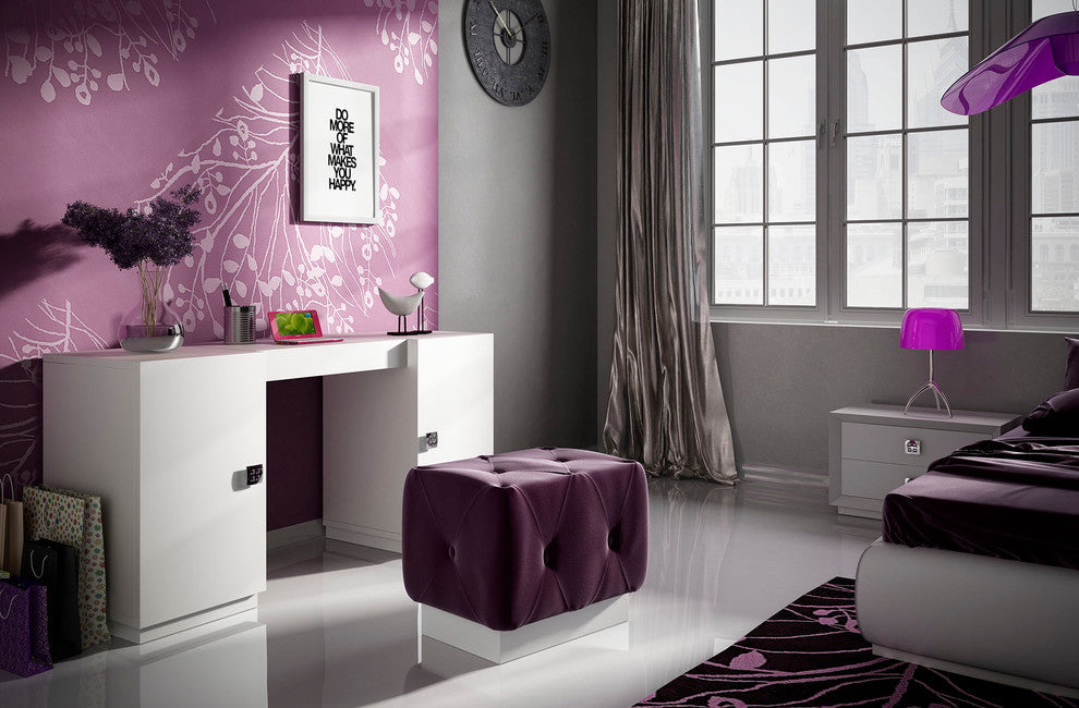 T25 Bedroom Make-up Vanity 63", White, Matte Finish